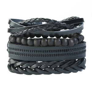 LETAPI 4pcs/set Braided Wrap leather wristband