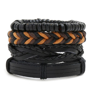 LETAPI 4pcs/set Braided Wrap leather wristband