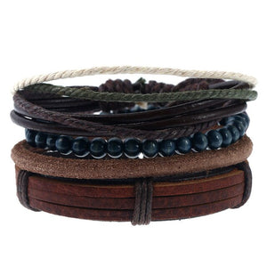 LETAPI 4pcs/set Braided Wrap leather wristband