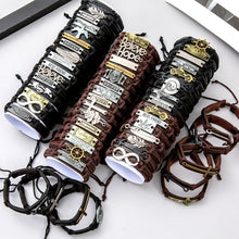 Load image into Gallery viewer, 30 Styles Mix Men Bracelets Vintage Single layer Leather Braid Wristbands
